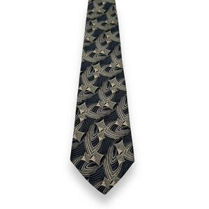 Fendi Neck Tie Men's One Size Blue Gray Beige 100% Silk 3.5” X 57” Geometric